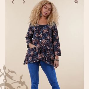 XL Tradecloth Long Sleeve Midnight floral Rio Jacket
